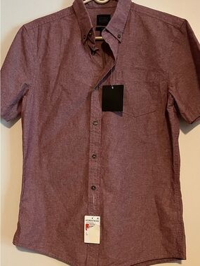 Nordstrom Men’s Short-Sleeve Button-Down Shirt in Maroon Heather